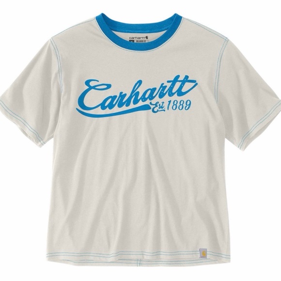 Carhartt Tops - Carhartt Tencel Ringer Short Sleeve Graphic Tee NWT size XL Logo T-Shirt
